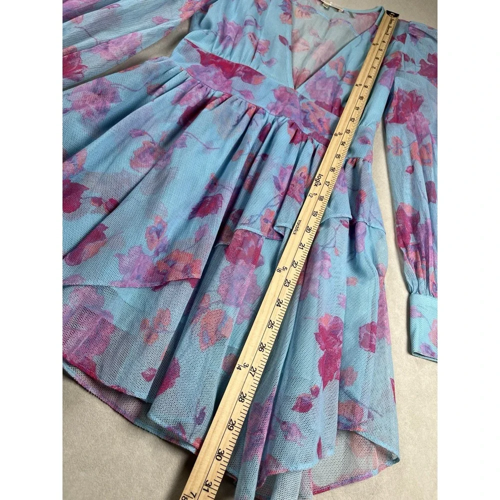 LoveShackFancy Blue And Pink Varsha‎ Mini Dress Sz 0 Ocean Reef Cocktail Party - Picture 7 of 8